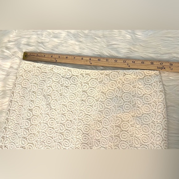 Vintage Pendleton Skirt Ivory Lace Straight Pencil Back Slit Lined Size 12p - Picture 8 of 9